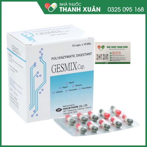 Gesmix Cap - Trị suy giảm bài tiết dịch vị, dịch ruột, dịch tụy